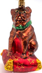 Christopher Radko Manchester Brown Bulldog Christmas Ornament