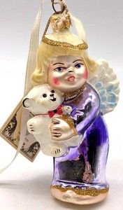Kurt Adler Polish Collection Angel With Teddy Bear Ornament