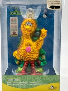Kurt Adler Sesame Street Big Bird Glass Holiday Ornament
