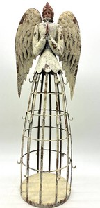New Distressed Metal Angel Jewelry & Cup Holder - 22 Inches