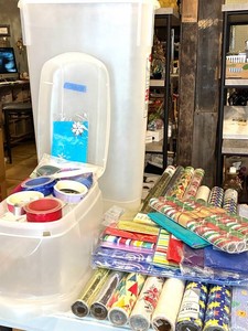 Gift Wrapping Paper, Tissue, Ribbon & Storage Container Mixed Lot