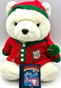 Vintage 1990 Santa Bear Plush With Dream Adventure Book