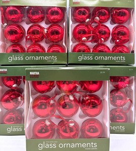 Martha Stewart Winter Jubilee Red Glass Ornaments (Lot of 5)