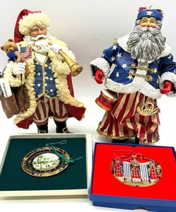 Patriotic Santa Figures & White House Ornaments Mixed Lot