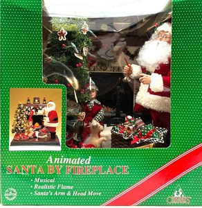 Holiday Creations Animated Santa by Fireplace - Tested Working