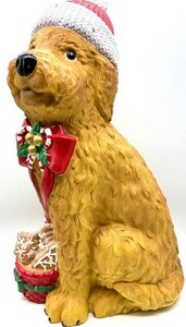 Holiday Golden Retriever Blow Mold With Santa Hat - 19 X 31 in