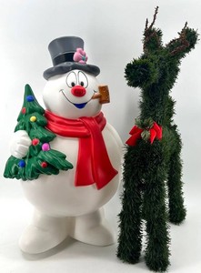Christmas Blow Mold Snowman & Tinsel Reindeer Mixed Lot