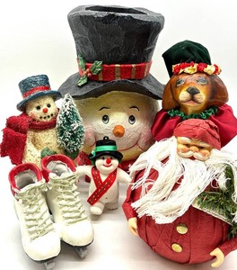 Christmas Decor, Santa & Ice Skates Mixed Lot - 6 Pieces