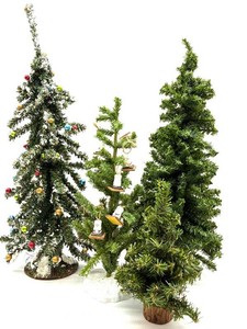 Artificial Tabletop Christmas Trees With Ornaments (Lot of 4)