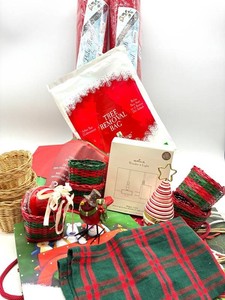 Christmas Gift Wrap, Baskets, Hallmark Wonder and Light Magic Cord & Holiday Decor Mixed Lot