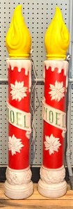 Vintage Christmas Blow Mold Candle Pair - NOEL