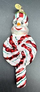 Christopher Radko Snowman Candy Cane Glass Ornament
