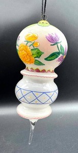 Hand-Painted Floral Hanging Finial Ornament