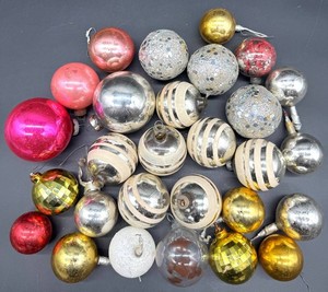Assorted Vintage Glass Christmas Ornament Mixed Lot (Lot of 28) including Shiny Brite
