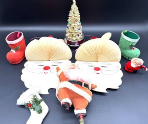 Vintage Christmas Decorations - Santa, Stockings, Boots & Tree Mixed Lot (Lot of 8)