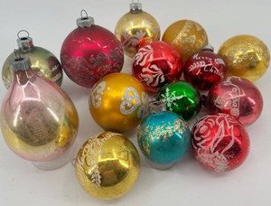 Vintage Christmas Glass Ornaments Assortment (Lot of 14) including Mica