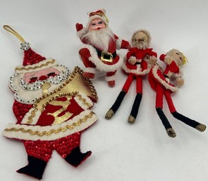 Vintage Santa Holiday Decorations - 4-Piece Group