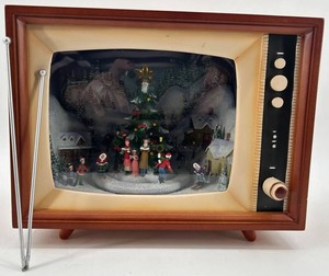 Vintage Roman Inc Christmas Village TV Display - Working