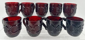 Avon Cape Cod Ruby Red Pressed Glass Coffee Cups&nbsp