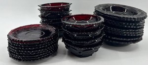 Avon Cape Cod Ruby Red Glass Dessert Tableware&nbsp