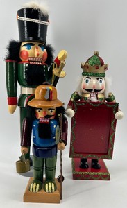 Decorative Wooden Nutcrackers - Santa Frame, Soldier & Alpine Figure (Lot of 3) including Christian Ulbricht
