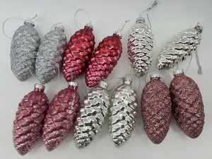 Pink &amp Silver Pine Cone Ornaments&nbsp