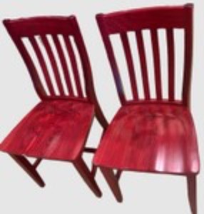 Pair of Red Wooden Slat back Chairs