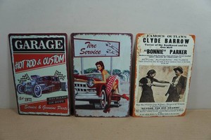 3 Vintage Style Metal Signs - Vehicle