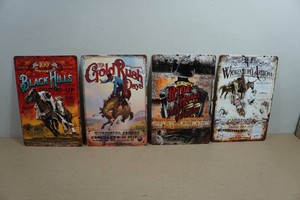 4 Vintage Style Metal Signs - Rodeo
