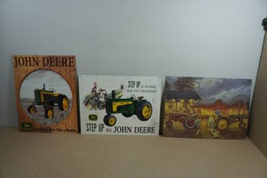 3 Vintage John Deere Metal Signs