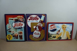 3 Novelty Metal Pepsi Signs