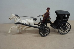 Vintage Cast Iron Horse Drawn Buggy with Driver