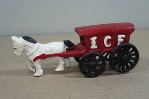 Vintage Cast Iron Horse Drawn Ice Wagon