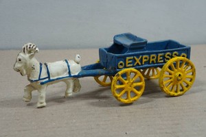 Vintage Cast Iron Horse Drawn Express Wagon