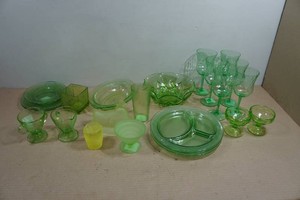 Assorted Vintage Green Glassware