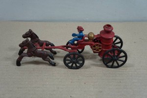 Vintage Cast Iron Horse Drawn Fire Carriage