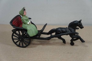 Vintage Cast Iron Horse Drawn Buggy with Rider