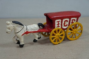 Vintage Cast Iron Horse Drawn Ice Wagon