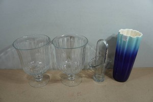 Glass Urns, Crystal Basket, and Royal Haeger Vase