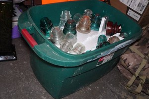 Large Bin Filled with Antique Insulators