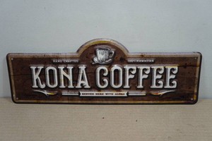 Kona Coffee Raised Metal Sign