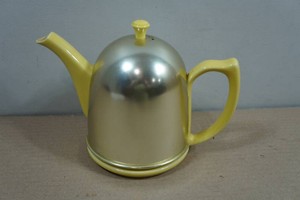 Vintage Hall China Canary Yellow Ceramic Teapot with Dome Cover