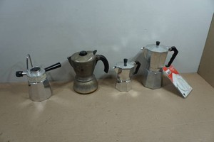 Assorted Vintage Milk Frothers and Moka Pots