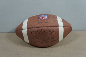 Autographed Football - Johnny Unitas, Chuck Foreman, Bill Brown, Bob Lurtsema