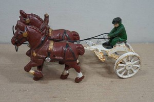 Vintage Cast Iron 2-Horse and Rider