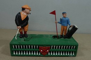Vintage Cast Iron Birdie Putt Mechanical Bank