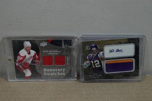 Jersey Patch Insert Cards - Kyle Rudolph Signed 121399, Dino Ciccarelli