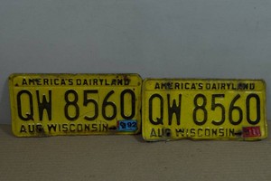Pair of Vintage Wisconsin License Plates