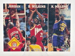 1993-94 NBA Hoops Scoring Leaders Featuring Michael Jordan, Dominique Wilkins, and Karl Malone #283 Basketball Card