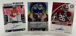 Lot Of 3 Autographed Football Cards Including Mario Manningham, Audric Estime, and Landon Collins